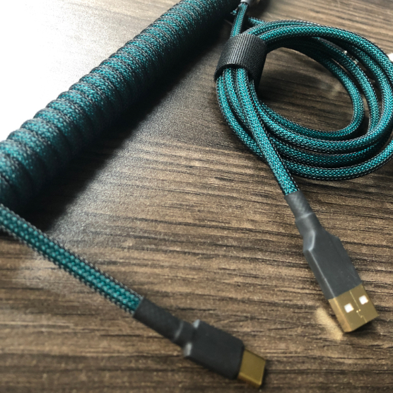 Closeup of a USB power cable on a desk
