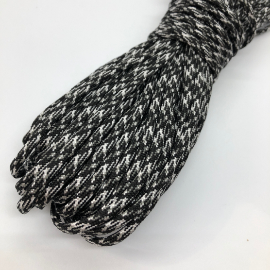Black and white paracord on a white background