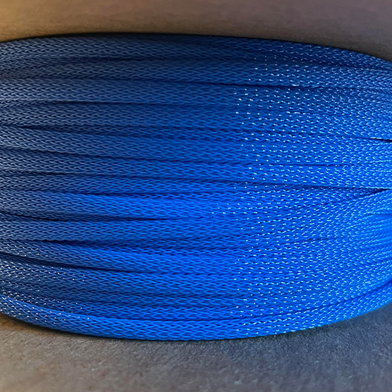 Blue cable outer sleeve closeup