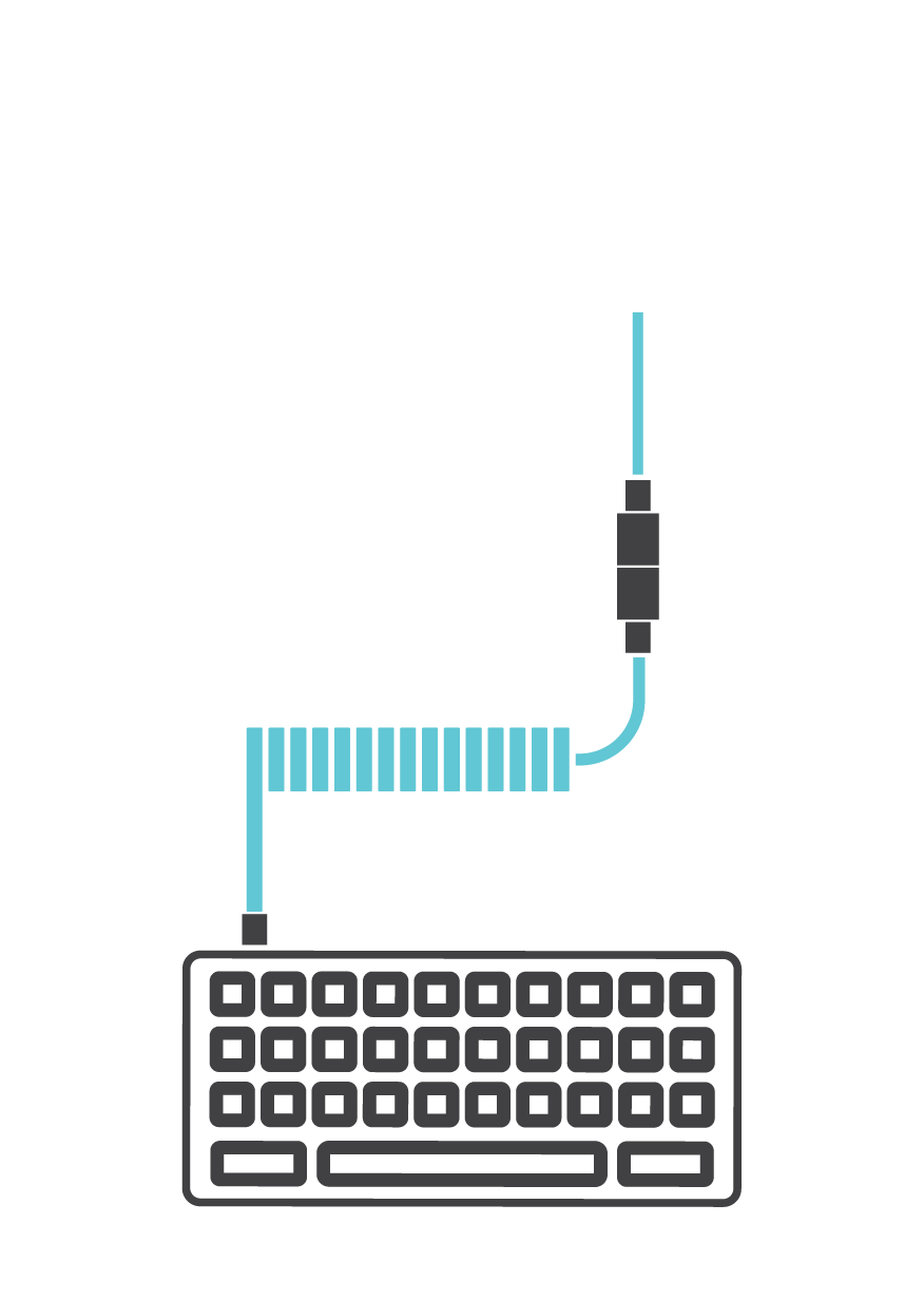 drawing of a keyboard right USB coiled cable i